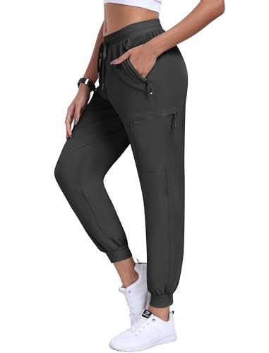 MoFiz Cargohose Damen Jogginghose Leichte Wanderhose Trekkinghose Workout Atmungsaktiv Casual Outdoorhose Grau L von MoFiz