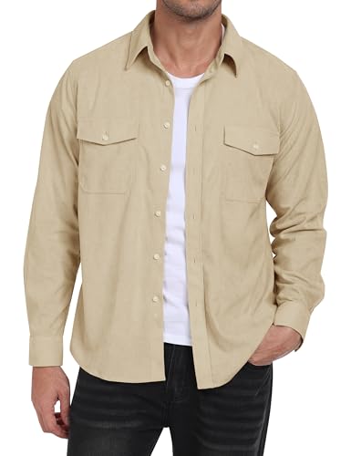 MoFiz Cordhemd Herren Langarm Freizeithemd Knop Hemdjacke Casual Arbeitshemd Button Up Winterhemd mit Klappentaschen Khaki EU XXL MoFiz Cordhemd Herren Langarm Freizeithemd Knop Hemdjacke Casual Arbeitshemd Button Up Winterhemd mit Klappentaschen Khaki EU XXL von MoFiz