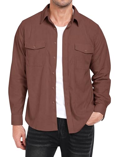 MoFiz Cordhemd Herren Langarm Freizeithemd Knop Hemdjacke Casual Arbeitshemd Button Up Winterhemd mit Klappentaschen Rotbraun EU XXL MoFiz Cordhemd Herren Langarm Freizeithemd Knop Hemdjacke Casual Arbeitshemd Button Up Winterhemd mit Klappentaschen Rotbraun EU XXL von MoFiz