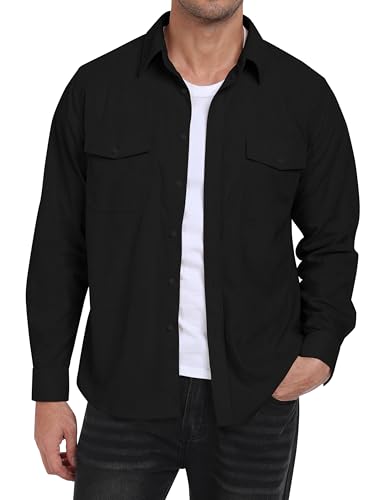 MoFiz Cordhemd Herren Langarm Freizeithemd Knop Hemdjacke Casual Arbeitshemd Button Up Winterhemd mit Klappentaschen Schwarz EU XXL MoFiz Cordhemd Herren Langarm Freizeithemd Knop Hemdjacke Casual Arbeitshemd Button Up Winterhemd mit Klappentaschen Schwarz EU XXL von MoFiz