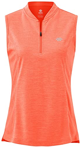 MoFiz Damen Ärmellos Shirt Poloshirt Sommershirts Atmungsaktiv Sport Yoga Tank Top Orange S von MoFiz