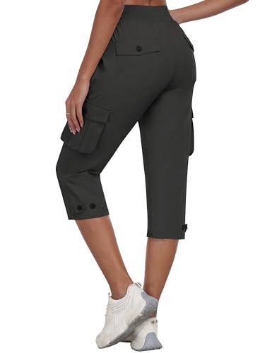 MoFiz Damen Cargo Caprihose 3/4 Wanderhose Leicht Outdoor Cargohose Schnell Trocknend Atmungsaktiv Trekkinghose mit Tasche von MoFiz