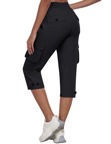 MoFiz Damen Cargo Caprihose 3/4 Wanderhose Leicht Outdoor Cargohose Schnell Trocknend Atmungsaktiv Trekkinghose mit Tasche von MoFiz
