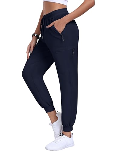 MoFiz Damen Cargohose Wanderhose Leichte Jogginghose Schnell Trocknende Freizeithose Outdoorhose für Sommer Marineblau XS von MoFiz