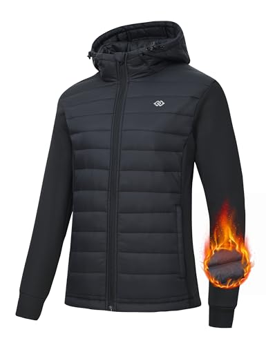 MoFiz Damen Fleecejacke Sportjacke Wanderjacke Outdoorjacke Running Winter Atmungsaktiv Jacke Hybridjacke Freizeitjacke Black EU 2XL von MoFiz