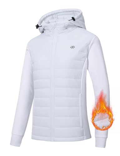 MoFiz Damen Fleecejacke Sportjacke Wanderjacke Outdoorjacke Running Winter Atmungsaktiv Jacke Hybridjacke Freizeitjacke White EU M von MoFiz