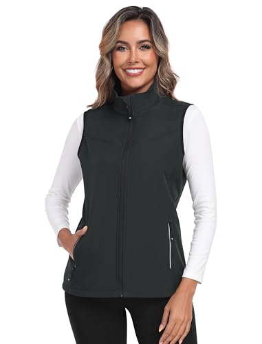 MoFiz Damen Fleeceweste Wander Thermo Softshell Weste Armlose Jacke für Camping Outdoor Grau 3XL von MoFiz