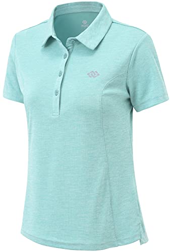 MoFiz Damen Golf Poloshirt Kurzarm Polohemd Sonnenschutz Polo mit Kragen Hellblau XL von MoFiz