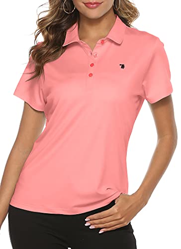 MoFiz Damen-Golf-Shirts, kurzärmelig, feuchtigkeitsableitend, Performance-Poloshirts, Pink, XX-Large von MoFiz