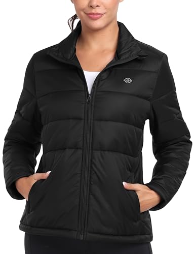 MoFiz Damen Leichte Steppjacke Daunenjacken Übergangsjacke Outdoor Wasserdicht Winterjacke mit Taschen Schwarz-without hood 3XL von MoFiz