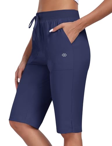 MoFiz Damen Outdoor Cargoshorts mit Taschen Leichte Sport Trekking Shorts Sommer Wandern Bermuda Shorts Blu Navy EU 3XL von MoFiz