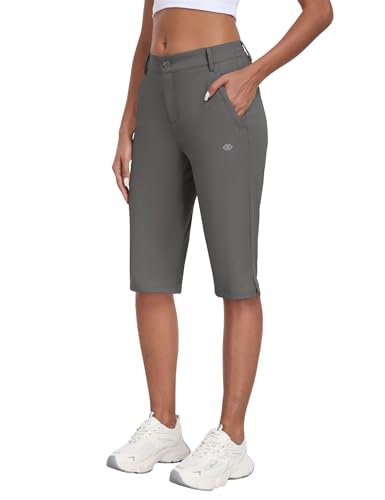 MoFiz Damen Outdoor Cargoshorts mit Taschen Leichte Sport Trekking Shorts Sommer Wandern Bermuda Shorts Dunkel Grau EU XS von MoFiz
