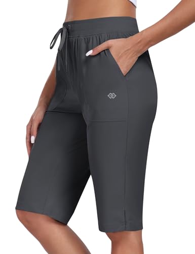 MoFiz Damen Shorts Bermuda Sporthose mit Taschen Yogahose Fitness Knielange Leichte Trekking Shorts Sommer Grigio EU L MoFiz Damen Shorts Bermuda Sporthose mit Taschen Yogahose Fitness Knielange Leichte Trekking Shorts Sommer Grigio EU L von MoFiz