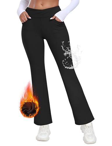 MoFiz Damen Outdoorhose Stretch Wasserdicht Sporthose Hohe Taille Fleece Warme Flare Yogahosen for Workout Arbeit MoFiz Damen Outdoorhose Stretch Wasserdicht Sporthose Hohe Taille Fleece Warme Flare Yogahosen for Workout Arbeit von MoFiz