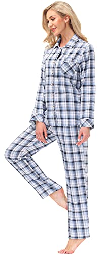 MoFiz Damen Pyjama Set Schlafanzug Langarm Nachtwäsche Baumwolle Sleepwear Set Pyjamahose mit Knopfleiste L von MoFiz