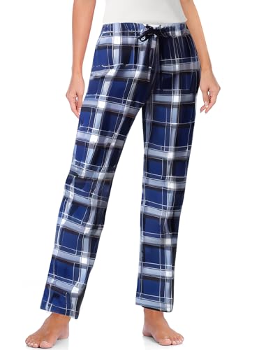 MoFiz Damen Pyjamahose Weich Schlafanzughose Kariert Freizeithose Nachtwäsche mit Taschen 59 S von MoFiz