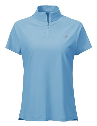 MoFiz Damen Rash Guard UPF 50+ UV Sonnenschutz T-Shirt Leicht Badeshirt Schwimmshirt mit 1/4 Reißverschluss Hellblau XL von MoFiz