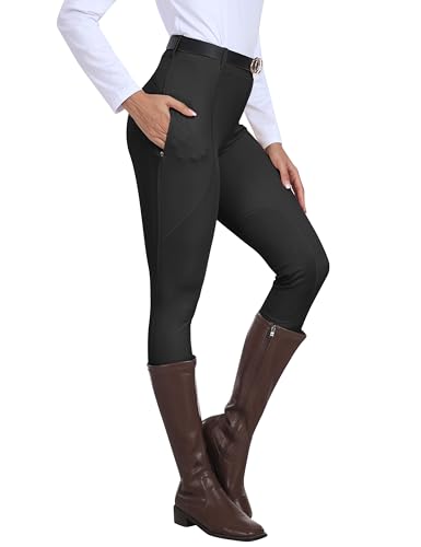 MoFiz Damen Reitsport Hosen Reithose Reitleggings Silikon Vollbesatz Abriebfeste Knieschutzgewebe für Reitsport Grau-B M von MoFiz