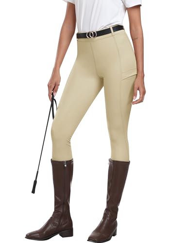MoFiz Damen Reitsport Hosen Reithose Reitleggings Silikon Vollbesatz Sommerhose für Reitsport Khaki L von MoFiz