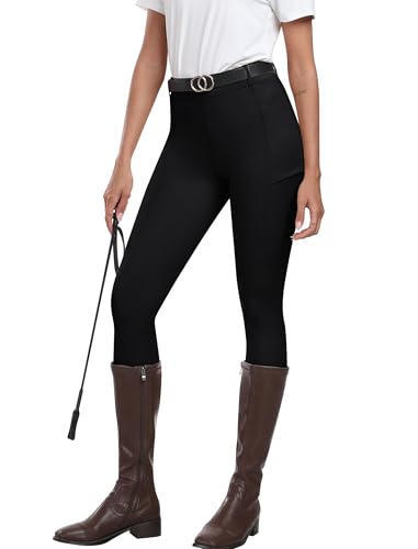 MoFiz Damen Reitsport Hosen Reithose Reitleggings Silikon Vollbesatz Sommerhose für Reitsport Schwarz XXL von MoFiz