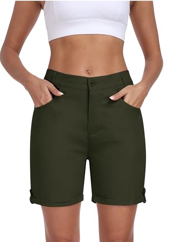 MoFiz Damen Shorts Leichte Schnelltrocknend Atmungsaktiv Wanderhose Outdoor Sport Cargohose Sommer Bermuda Freizeit Kurze Hose Hellgrün-A L von MoFiz