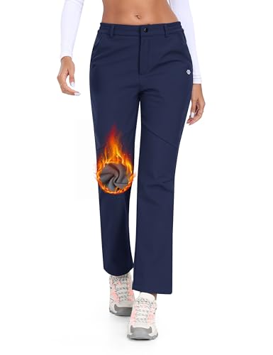 MoFiz Damen Skihose wasserdichte Winter Warm Softshellhose Winddicht Wanderhose Outdoorhose Snowboardhose Marineblau-New XXL von MoFiz