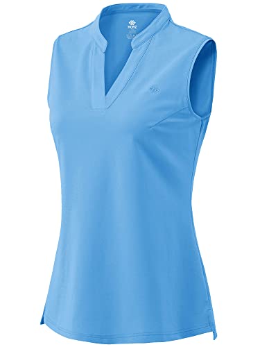 MoFiz Damen Sommerbluse V-Ausschnitt Oberteil ohne Ärmel Leichtes T-Shirt Elegant Top Himmelblau XL von MoFiz