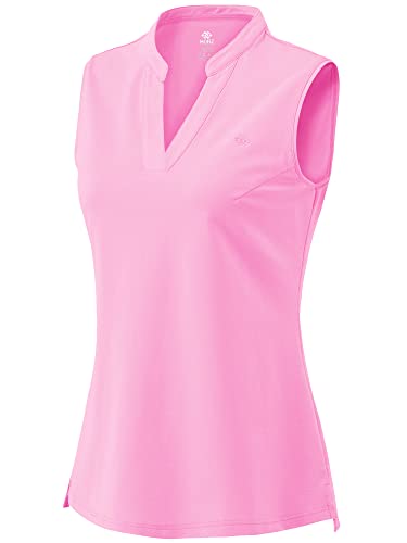 MoFiz Damen Sommerbluse V-Ausschnitt Oberteil ohne Ärmel Leichtes T-Shirt Elegant Top Rosa XXL von MoFiz