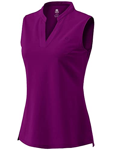 MoFiz Damen Sommerbluse V-Ausschnitt Oberteil ohne Ärmel Leichtes T-Shirt Elegant Top Violett M von MoFiz