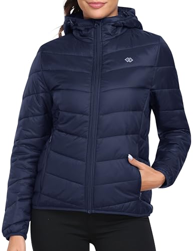 MoFiz Damen Steppjacke mit Kapuze Dick Warme Übergangsjacke Jacke Winter Pufferjacke Wasserdicht Winddicht Marineblau-hood XXL von MoFiz