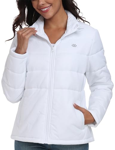 MoFiz Damen Steppjacke mit Stehkragen Leichte Übergangsjacke Winter Daunenjacke Wasserdicht für Wandern Outdoor Weiß-without hood L von MoFiz