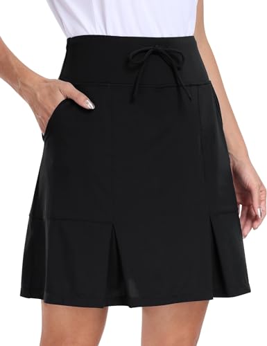 MoFiz Tennisrock Damen Golfrock Tennis Skort hoher Taille Stretch Sportrock Outdoorrock Knielang Sportrock mit Innenhose Schwarz M von MoFiz