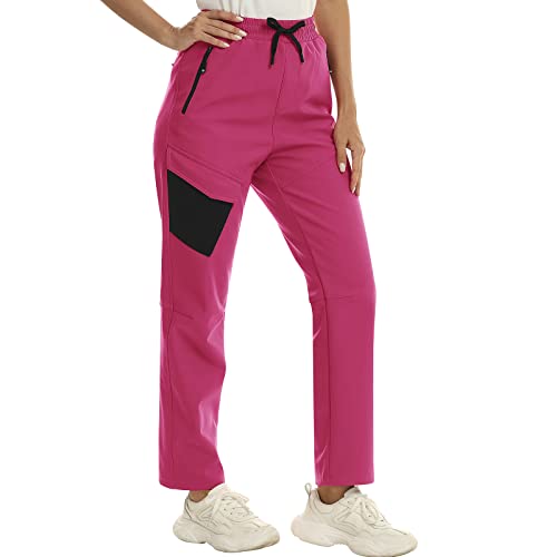 MoFiz Damen Wanderhose Outdoorhose Softshellhose Thermohose Winddichte Trekkinghose für Skifahren und Wintersport Rosa L von MoFiz