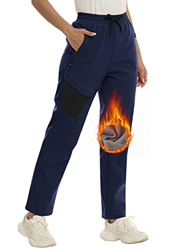 MoFiz Damen Wanderhose Skihose Softshellhose Outdoorhose Thermohose Winddichte Berghose Arbeitshose für Winter Blau 3XL von MoFiz
