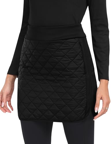 MoFiz Damen Wickelrock Thermorock Leicht Wanderrock A Linie Outdoor Rock High Waist für Herbst Winter Schwarz-A EU 2XL von MoFiz