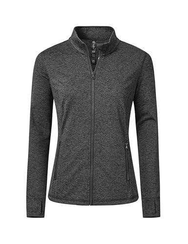 MoFiz Damen outdoorjacke laufshirt langarm sportjacke trainingsjacke laufjacke mit Reißverschluss Grau-B 3XL von MoFiz