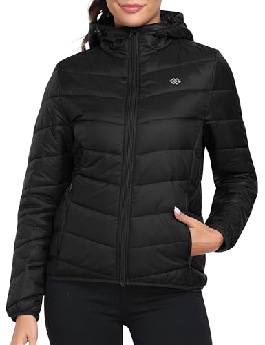 MoFiz Daunenjacken Damen Leichte Steppjacke Winddichte Winter Warme Winterjacke Outdoor Kapuzenjacke Schwarz-hood XXL von MoFiz