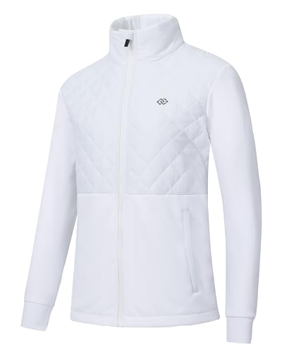 MoFiz Dünne Softshelljacke Damen Fleecejacke Winterjacke Leichte Sstehkragen Vliesjacke Damen ohne kapuze Daunenjacke Weiß-B M von MoFiz