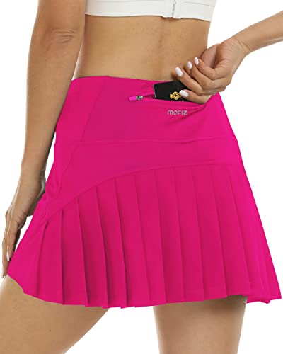 MoFiz Faltenrock Damen Tennisrock Atmungsaktiver Minirock Stretch Hosenrock Sommerrock SkirtRock mit Tunnelzug Rosa L von MoFiz