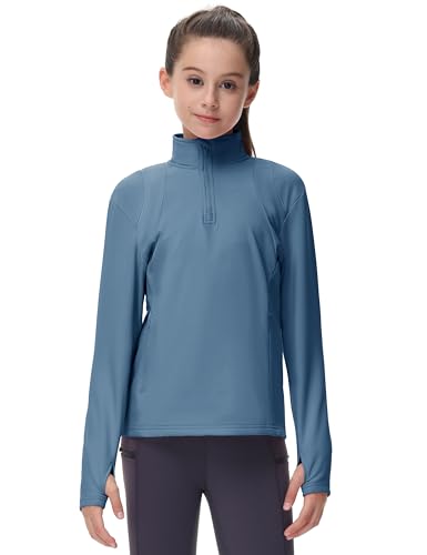 MoFiz Fleecejacke Kinder Outdoor Laufjacke Mädchen Warme Trainingsjacke fur Herbst Winter Blau 128-140 von MoFiz