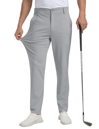 MoFiz Golfhosen Herren Stretch Hose Lange Arbeitshosen Slim Fit Männer Atmungsaktive Freizeithose Anzughose mit 5 Taschen Grau 40W / 30L von MoFiz