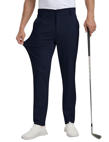 MoFiz Golfhosen Herren Stretch Hose Lange Arbeitshosen Slim Fit Männer Atmungsaktive Freizeithose Anzughose mit 5 Taschen Marineblau 34W / 30L von MoFiz