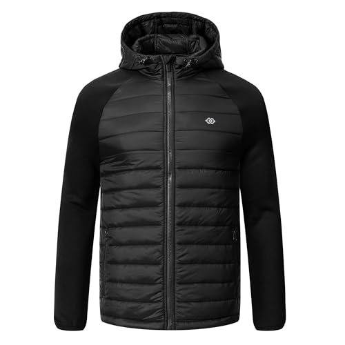 MoFiz Herren Fleecejacke Übergangsjacke Casual Steppjacke Hybridjacke Leichte Jacke mit Reißverschlusstaschen Schwarz EU XL von MoFiz