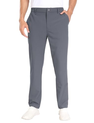 MoFiz Herren Hosen Sommer Stretch Chinohose Arbeit Büro Hose Lang Freizeithose Leicht Atmungsaktiv Outdoorhose Golfhose Wanderhose Hellgrau Taille Größe 38 Zoll von MoFiz