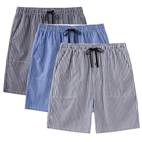 MoFiz Herren Kurze Pyjamahose Baumwolle Schlafshorts Streifen Schlafanzughose Freizeithose Loungewear 3 Pack XXL MoFiz Herren Kurze Pyjamahose Baumwolle Schlafshorts Streifen Schlafanzughose Freizeithose Loungewear 3 Pack XXL von MoFiz