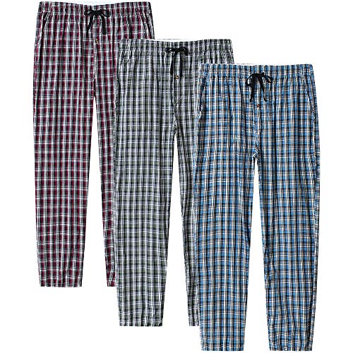 MoFiz Herren Lange Pyjamahose Weich Schlafanzughose Baumwolle Freizeithose Loungewear 3 Pack 2XL von MoFiz