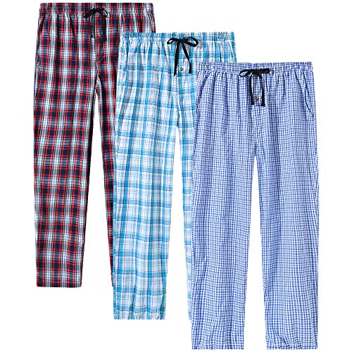 MoFiz Herren Lange Pyjamahose Weich Schlafanzughose Baumwolle Freizeithose Loungewear 3 Pack M von MoFiz