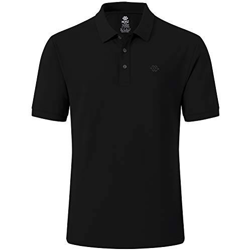 MoFiz Herren Poloshirt Kurzarm Baumwolle Polohemd Sport Polo Sommershirts Atmungsaktiv Schwarz 3XL von MoFiz