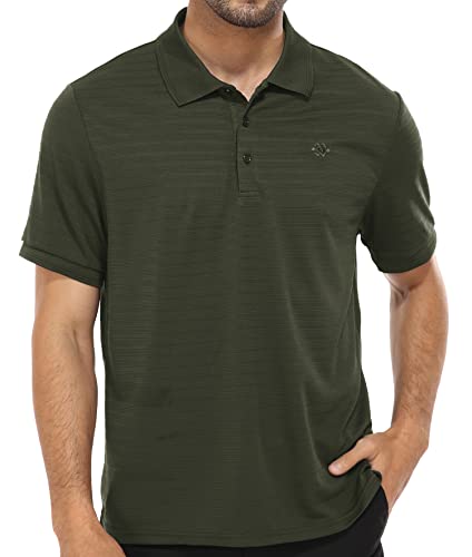 MoFiz Herren Poloshirt Kurzarm Polohemd Sport Sommershirts Outdoor Schnelltrocknend Golf T-Shirts Knopfleiste Leicht Polo Grün M von MoFiz