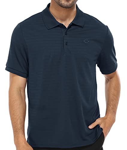 MoFiz Herren Poloshirt Kurzarm Polohemd Sport Sommershirts Outdoor Schnelltrocknend Golf T-Shirts Knopfleiste Leicht Polo Marineblau L von MoFiz